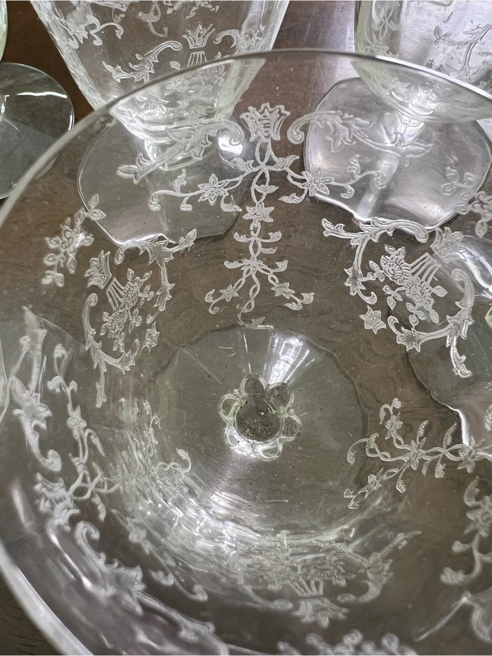 Fostoria-Elegant Etched Glass Sorbet Goblets - Set of 6, Clear